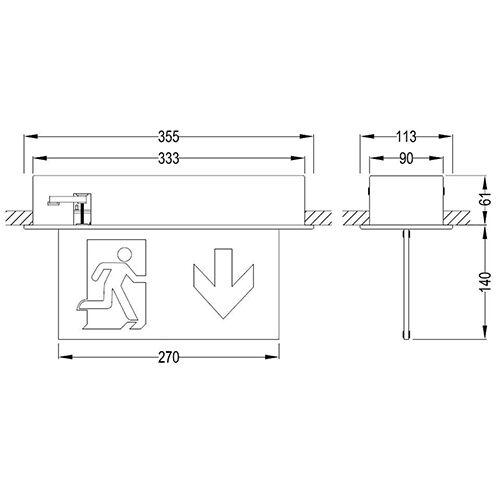 B-Safety Lampe de signalisation DEL L-LUX Standard, fixation Pour montage au plafond  ZOOM