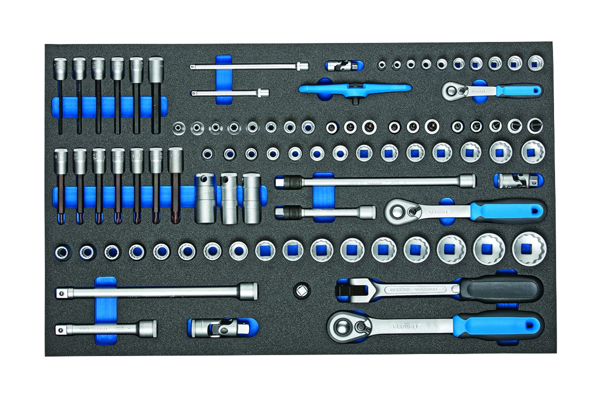 GEDORE 2005 CT4-U-20 Jeu de clés à douilles 1/4"-3/8"-1/2" en module Check-Tool  ZOOM