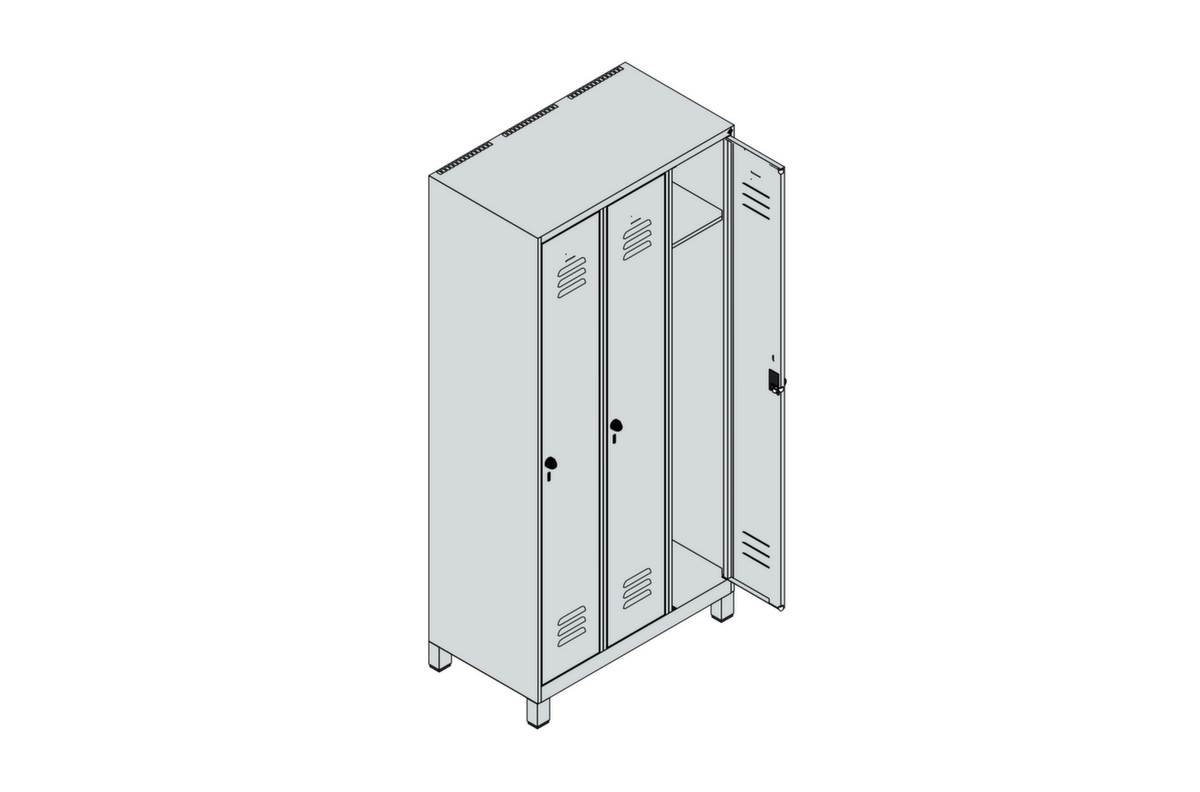 C+P Armoire vestiaire Classic Plus à 3 compartiments, largeur de compartiment 300 mm  ZOOM