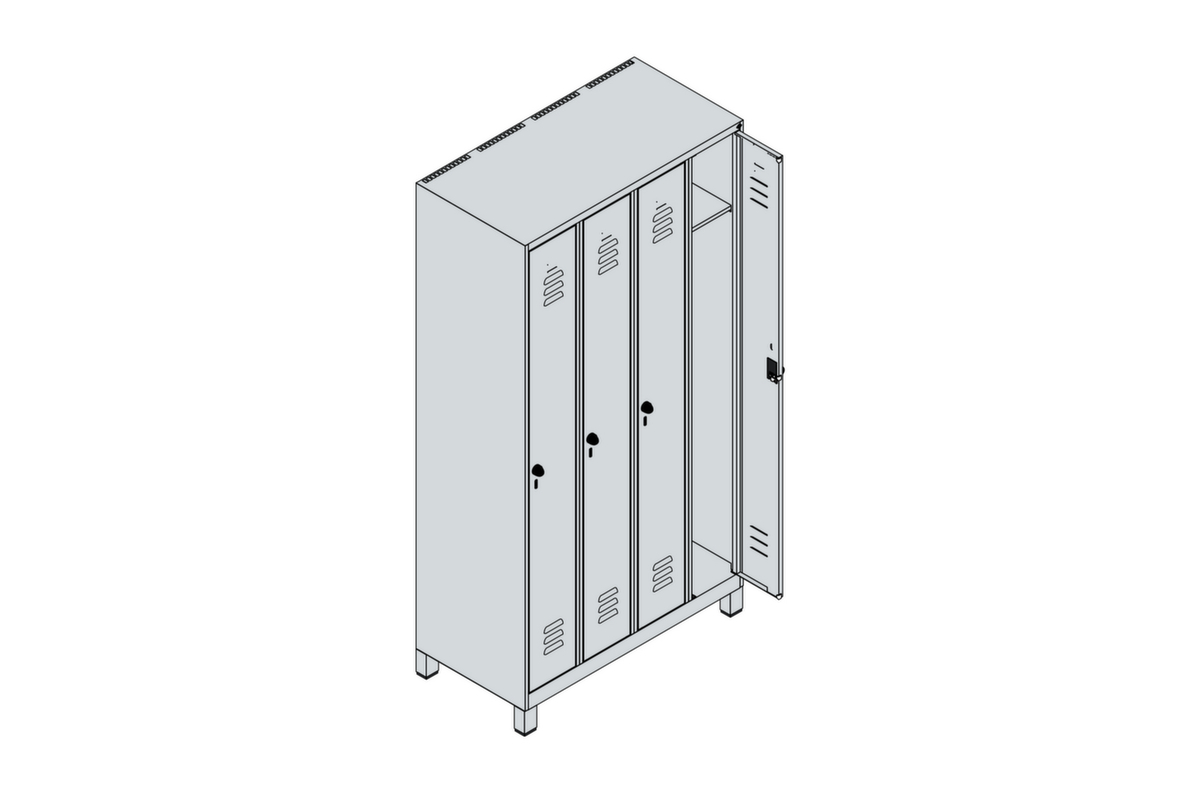 C+P Armoire vestiaire Classic Plus à 4 compartiments, largeur de compartiment 250 mm  ZOOM