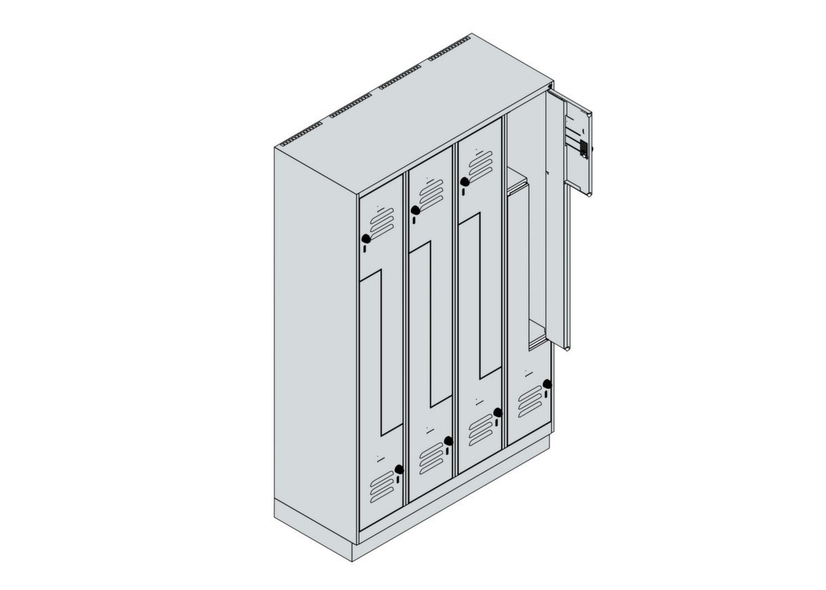 C+P Armoire vestiaire Z Classic Plus, largeur de compartiment 150/300 mm  ZOOM