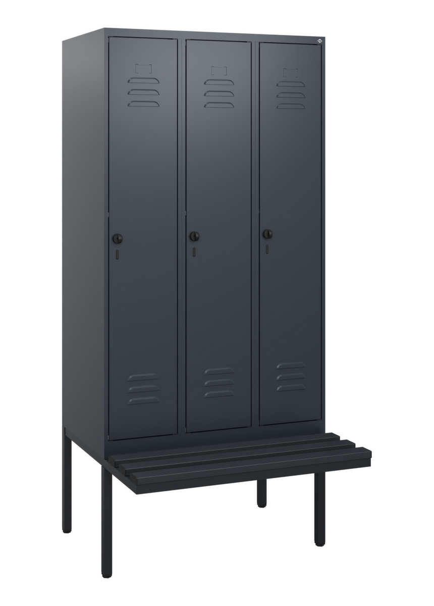 C+P Armoire vestiaire Classic Plus avec banc, largeur de compartiment 300 mm