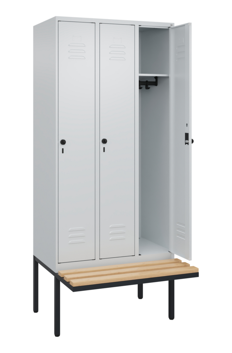 C+P Armoire vestiaire Classic Plus avec banc, largeur de compartiment 300 mm  ZOOM