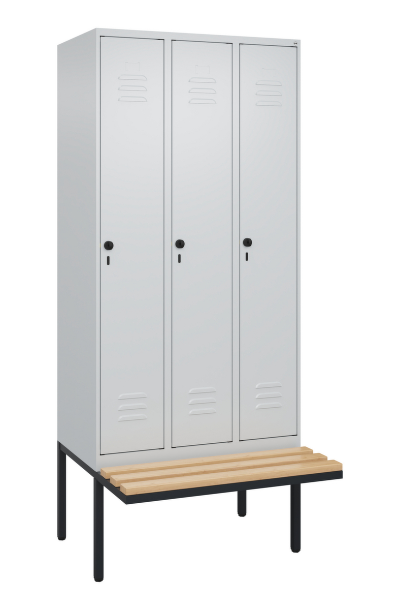 C+P Armoire vestiaire Classic Plus avec banc, largeur de compartiment 300 mm