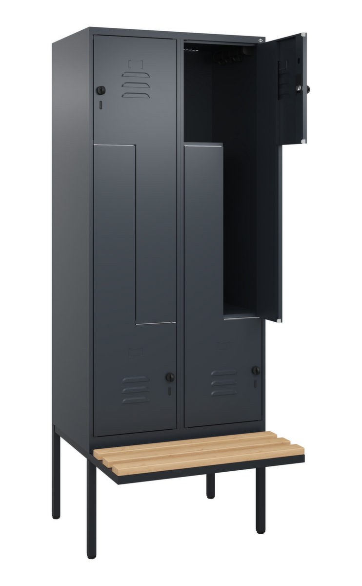 C+P Armoire vestiaire Z Classic Plus avec banc intégré, largeur de compartiment 400 mm  ZOOM