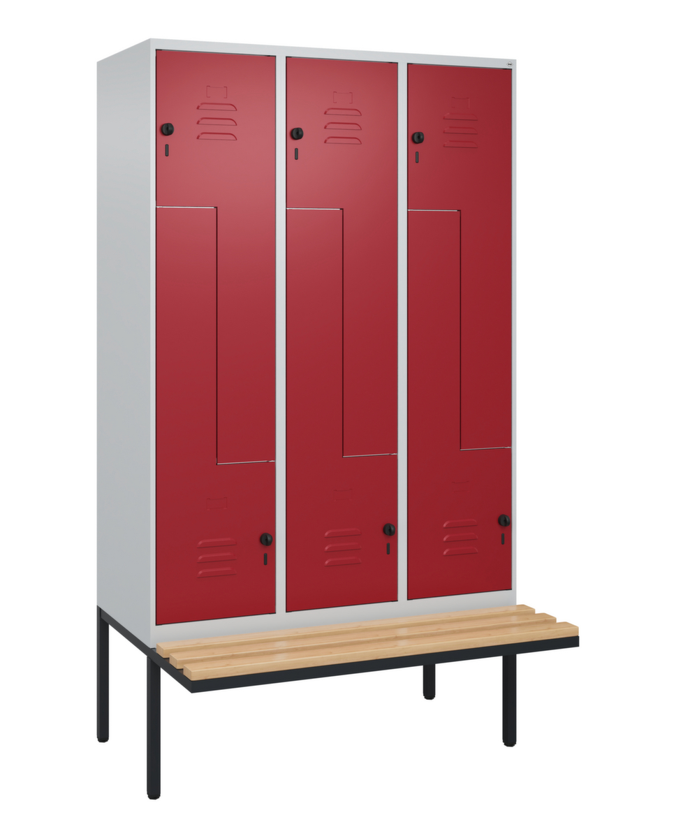 C+P Armoire vestiaire Z Classic Plus avec banc intégré, largeur de compartiment 400 mm