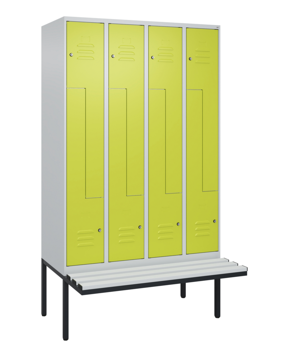 C+P Armoire vestiaire Z Classic Plus avec banc intégré, largeur de compartiment 300 mm