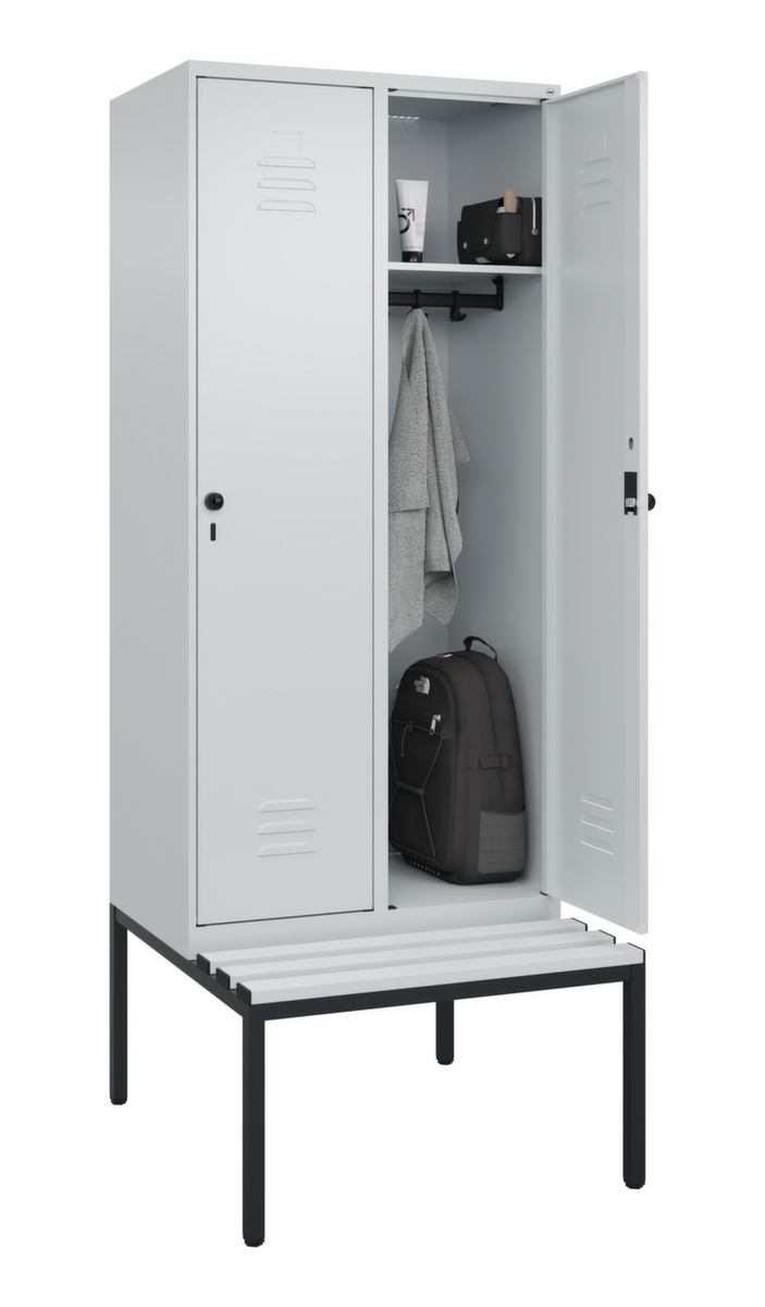 C+P Armoire vestiaire Classic Plus avec banc, largeur de compartiment 400 mm  ZOOM