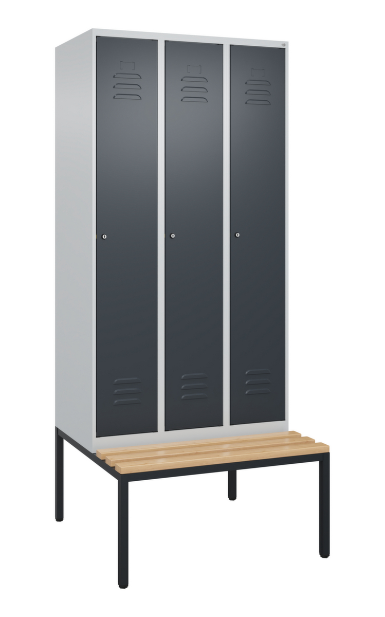 C+P Armoire vestiaire Classic Plus avec banc, largeur de compartiment 300 mm