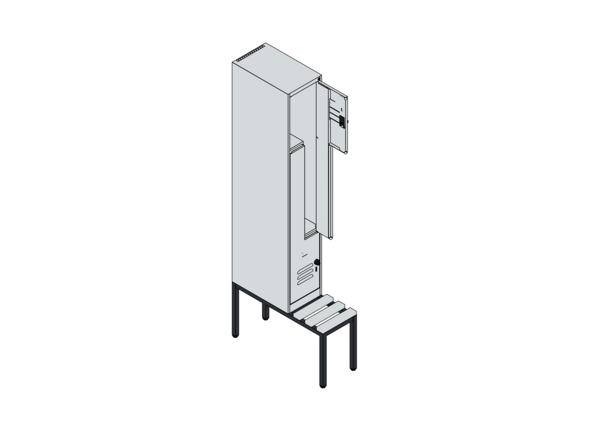 C+P Armoire vestiaire Z Classic Plus avec banc intégré, largeur de compartiment 300 mm  ZOOM