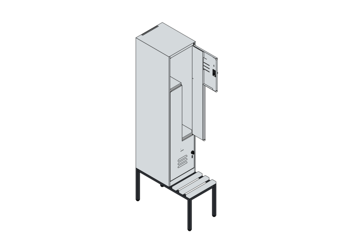 C+P Armoire vestiaire Z Classic Plus avec banc intégré, largeur de compartiment 400 mm  ZOOM