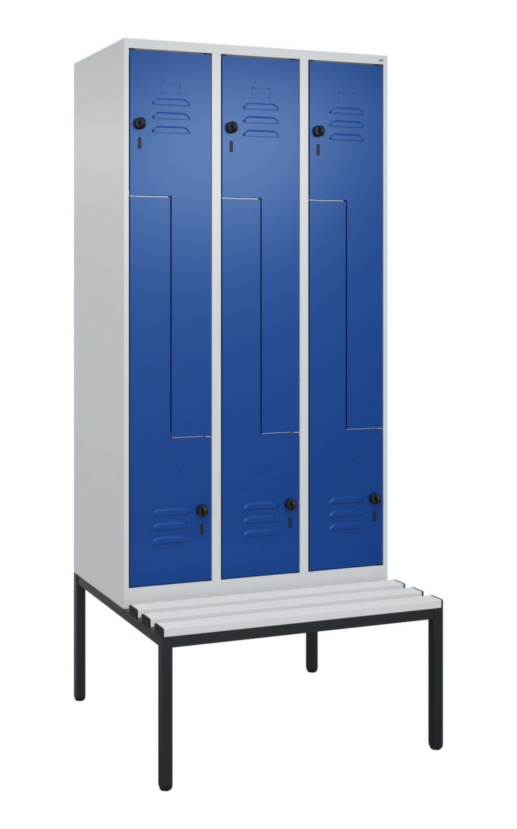 C+P Armoire vestiaire Z Classic Plus avec banc intégré, largeur de compartiment 300 mm