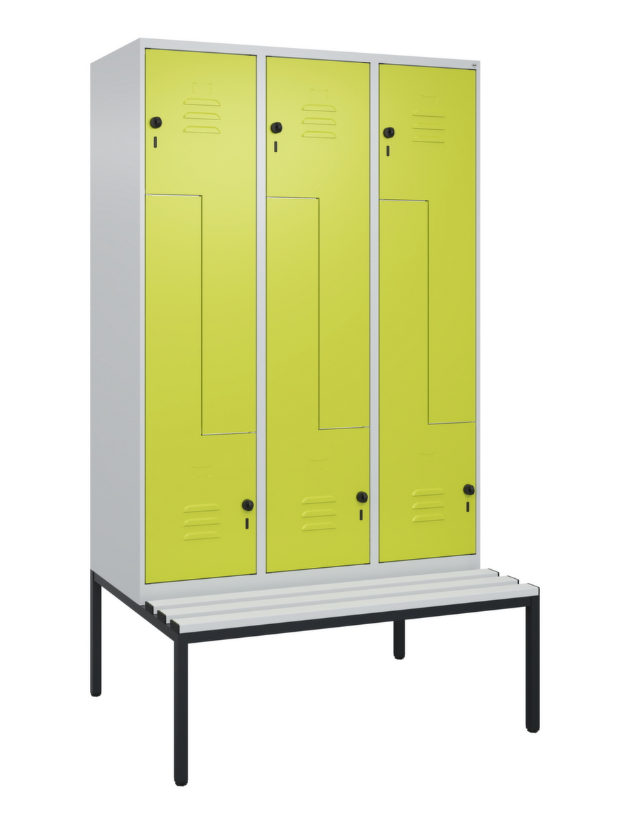 C+P Armoire vestiaire Z Classic Plus avec banc intégré, largeur de compartiment 400 mm