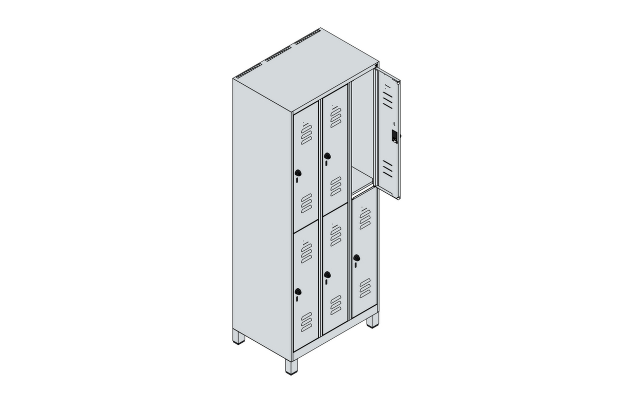 C+P Armoire vestiaire à deux niveaux Classic Plus, largeur de compartiment 250 mm  ZOOM