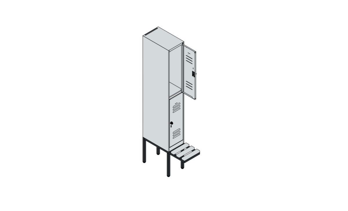 C+P Armoire vestiaire à deux niveaux Classic Plus avec banc, largeur de compartiment 300 mm  ZOOM