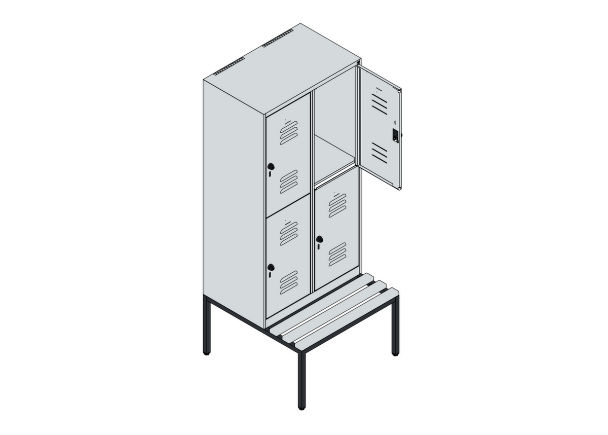 C+P Armoire vestiaire à deux niveaux Classic Plus avec banc, largeur de compartiment 400 mm  ZOOM