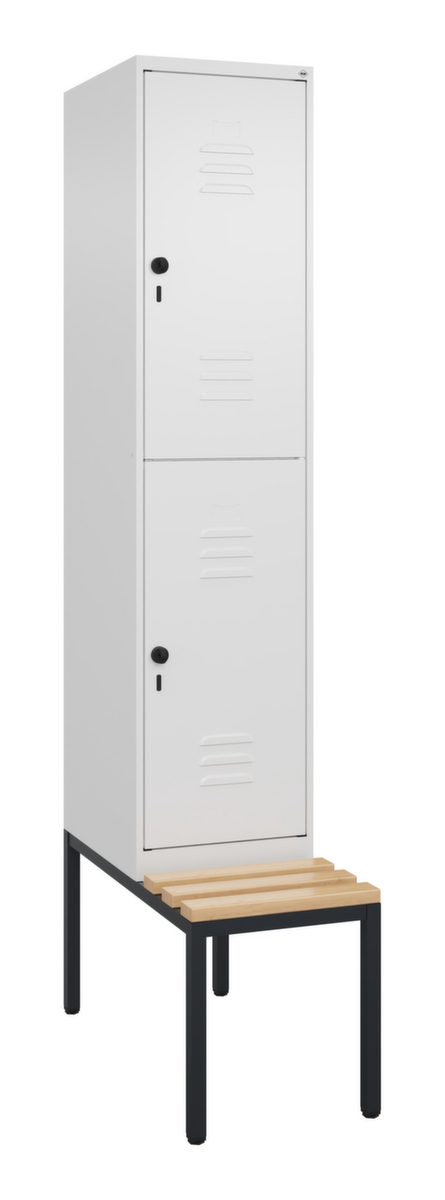 C+P Armoire vestiaire à deux niveaux Classic Plus avec banc, largeur de compartiment 400 mm