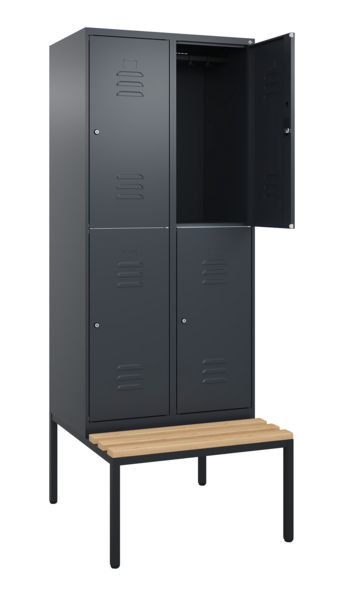 C+P Armoire vestiaire à deux niveaux Classic Plus avec banc, largeur de compartiment 400 mm  ZOOM