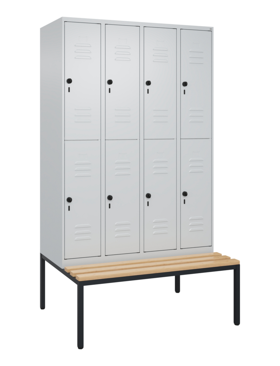 C+P Armoire vestiaire à deux niveaux Classic Plus avec banc, largeur de compartiment 300 mm