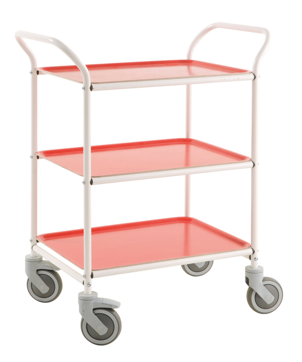 Chariot pour l'alimentaire avec tablettes amovibles, force 150 kg, 3 plateaux