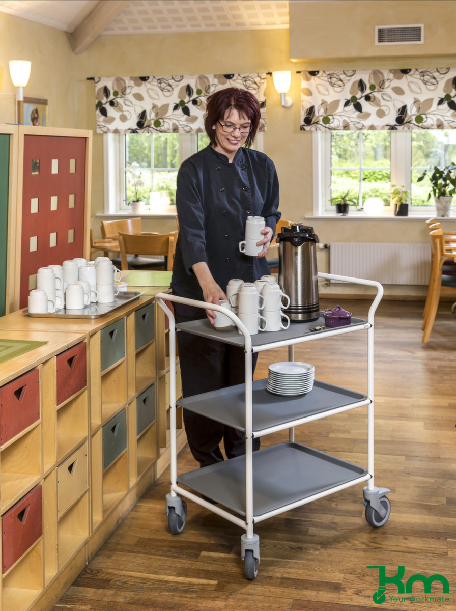 Chariot pour l'alimentaire avec tablettes amovibles, force 150 kg, 3 plateaux  ZOOM