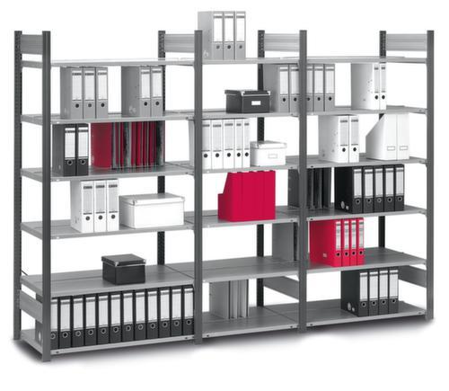 hofe Akten-Steckregal Anbaufeld, 6 Böden, RAL7016 Anthrazitgrau / RAL9006 Weißaluminium