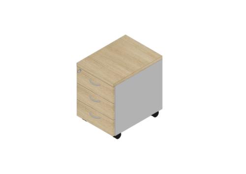 Quadrifoglio Rollcontainer Practika, 3 Schublade(n), alu/Eiche