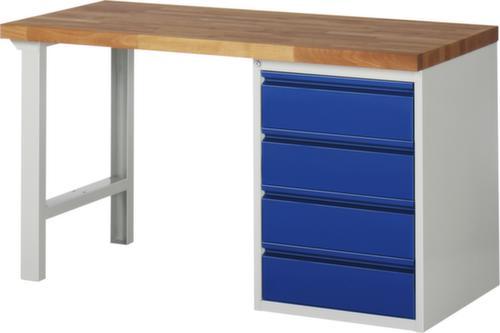 RAU Werkbank Basic mit Unterbauten, 4 Schubladen, RAL7035 Lichtgrau/RAL5010 Enzianblau