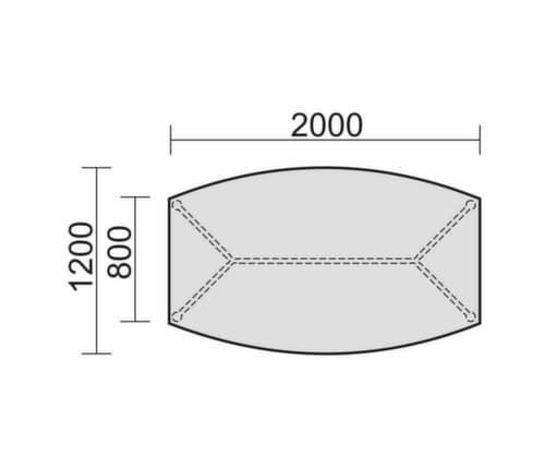 Gera Konferenztisch Basis, Breite x Tiefe 2000 x 800 mm, Platte Ahorn