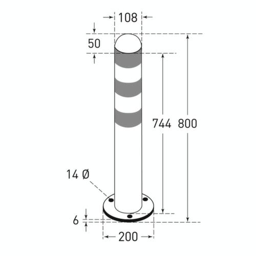 Moravia Schutzpoller CITY für Ladesäule, Höhe 800 mm, Zum Aufdübeln mit Bodenplatte