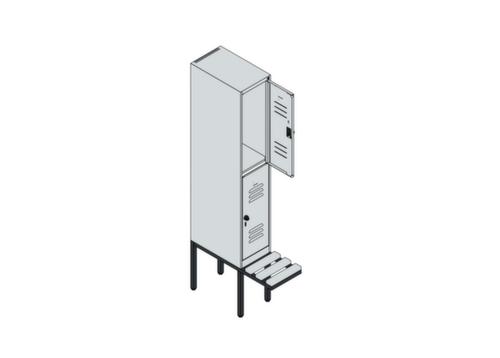 C+P Doppelstöckiger Spind Classic Plus mit Sitzbank, Abteilbreite 300 mm