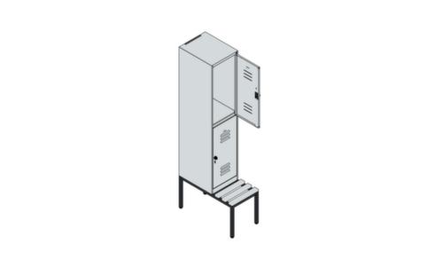 C+P Doppelstöckiger Spind Classic Plus mit Sitzbank, Abteilbreite 400 mm