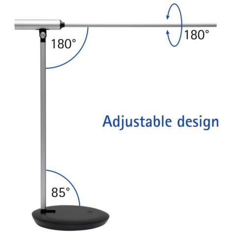 MAUL Dimmbare LED-Schreibtischleuchte MAULrubia colour vario, Licht kalt- bis warmweiß, silber/schwarz