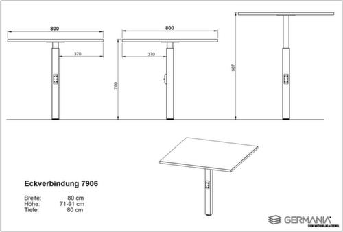 Eckiges Verkettungselement GW-MAILAND 7906 mit Stützfuß, Breite x Tiefe 800 x 800 mm, Platte graphit