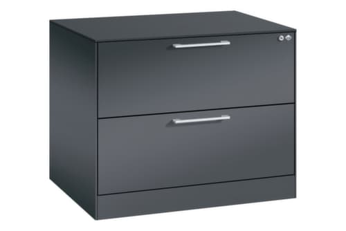 C+P Hängeregistraturschrank Asisto, 2 Auszüge, RAL7021 Schwarzgrau/RAL7021 Schwarzgrau