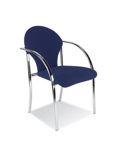 Nowy Styl Siège visiteur avec accoudoirs courbés, assise tissu (100 % polyoléfine), bleu