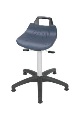 Tabouret pivotant, assise bleu, patins