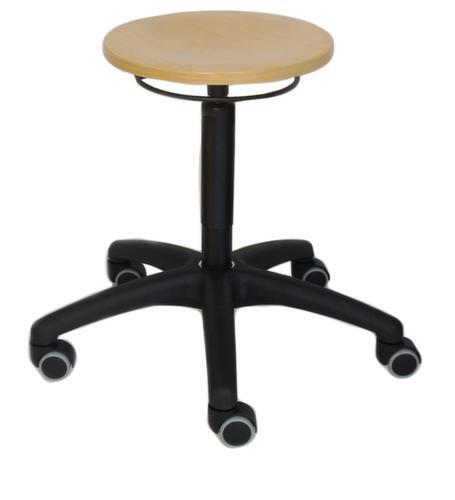 Tabouret pivotant, assise hêtre, roulettes