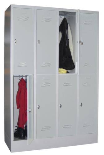 PAVOY Armoire vestiaire à deux niveaux Basis gris clair avec 4x2 compartiments, largeur de compartiment 300 mm