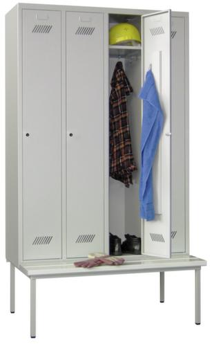 PAVOY Armoire vestiaire Basis gris clair avec banc + 4 compartiments, largeur de compartiment 300 mm