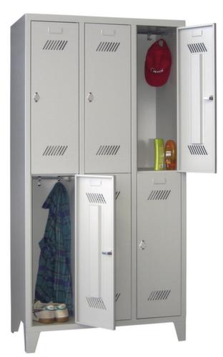 PAVOY Armoire vestiaire à deux niveaux Basis gris clair avec 3x2 compartiments, largeur de compartiment 300 mm