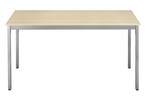 Table polyvalente rectangulaire en tube carré, largeur x profondeur 1200 x 600 mm, panneau érable