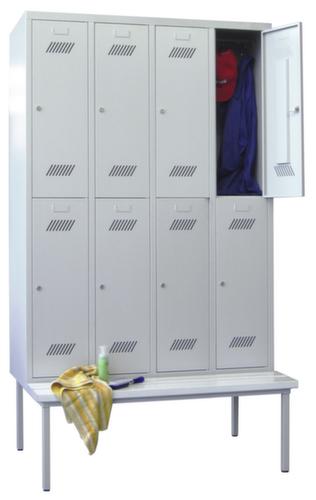 PAVOY Armoire vestiaire Basis gris clair avec banc + 4x2 compartiments, largeur de compartiment 300 mm