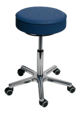 Tabouret pivotant hauteur réglable avec assise en similicuir, assise bleu ciel, roulettes