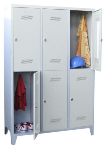 PAVOY Armoire vestiaire à deux niveaux Basis gris clair avec 3x2 compartiments, largeur de compartiment 400 mm