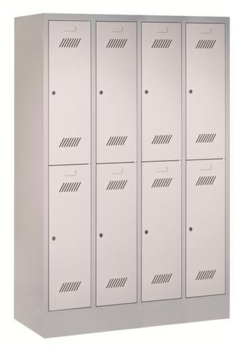 PAVOY Armoire vestiaire à deux niveaux Basis gris clair avec 4x2 compartiments, largeur de compartiment 300 mm