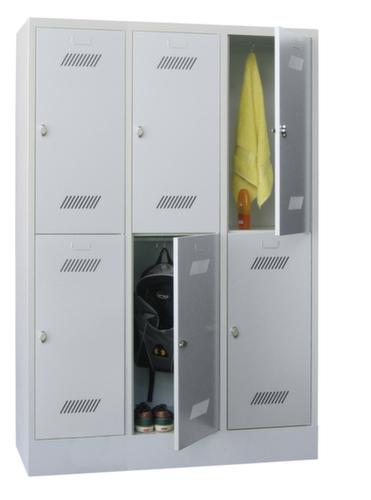 PAVOY Armoire vestiaire à deux niveaux Basis gris clair avec 3x2 compartiments, largeur de compartiment 400 mm