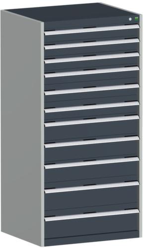 bott Armoire à tiroirs cubio surface de base 800x750 mm, 11 tiroir(s), RAL7035 gris clair/RAL7016 gris anthracite