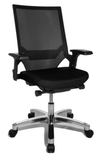 Topstar Siège de bureau pivotant Autosynchro SY avec accoudoirs, dossier maille avec support, noir