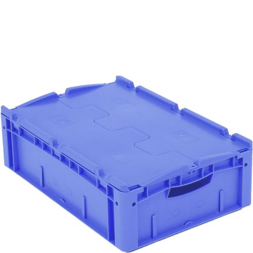 Bac gerbable norme Europe, bleu, capacité 32 l, Couvercle à charnière en 2 parties